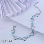 دستبند زنانه نقره با نگین آبی